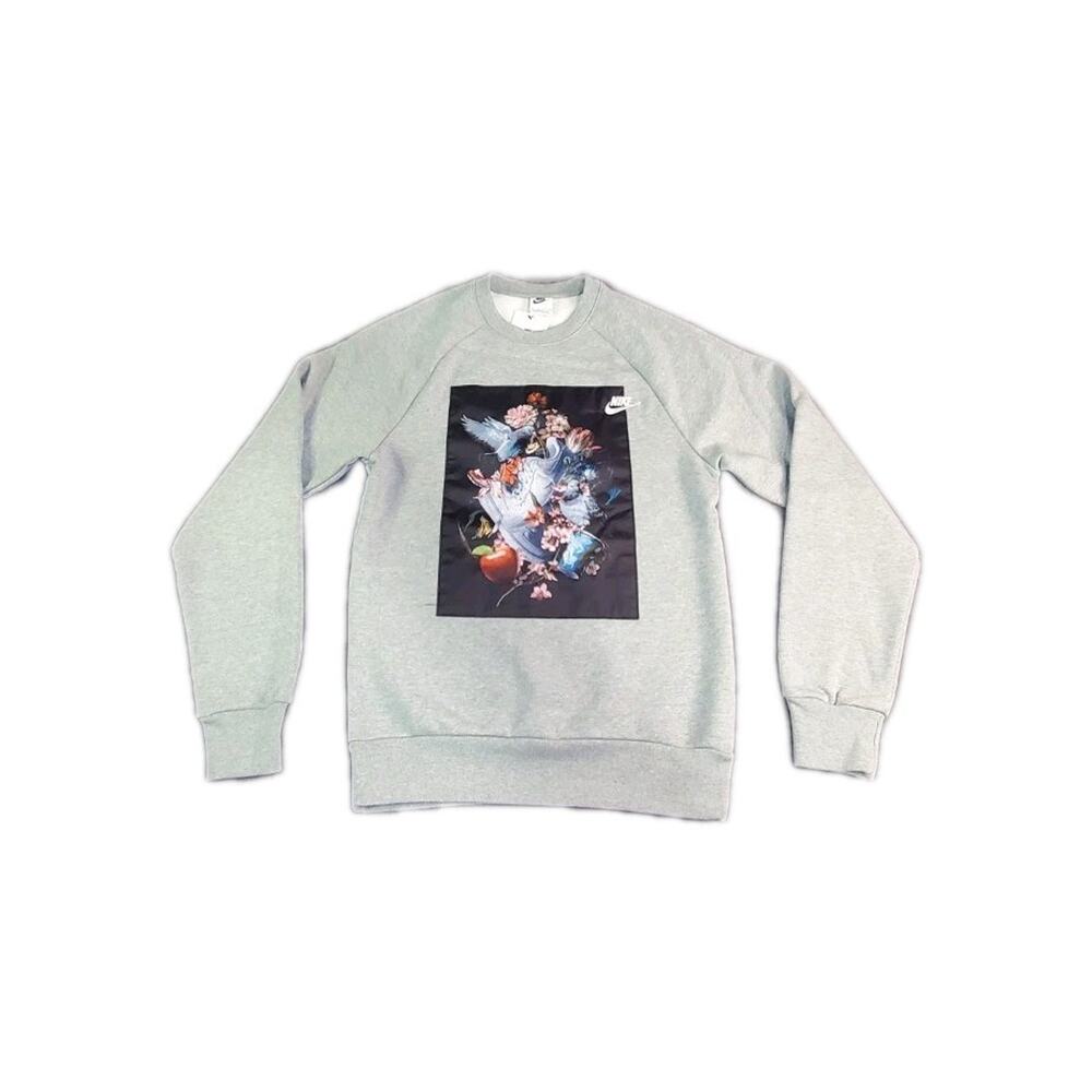 Nike NSW Fleece AF-1 Sz XS Masterpiece Crew Pullover Men's Gray DD6515-010 C1
